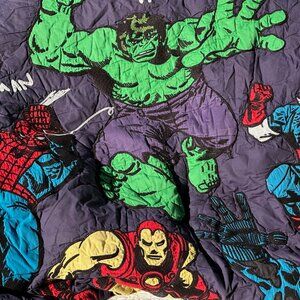 Preowned: Pottery Barn Kids Marvel Avengers Quilt (Full)/Sham/Spiderman Eurosham